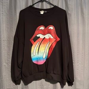 ⭐️ H&M Rolling Stones Rainbow Tongue Crewneck Sweatshirt